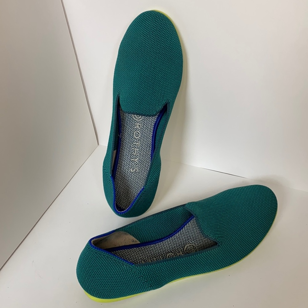 Rothy’s The Loafer Green and Teal Size 7 - Rare!